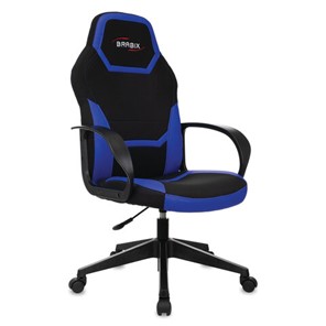 Кресло офисное BRABIX "Alpha GM-018", ткань/экокожа, черное/синее, 532638, GM-018_532638 в Южно-Сахалинске