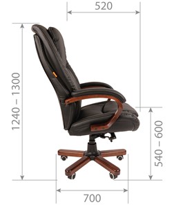Офисное кресло CHAIRMAN 408 кожа черная в Южно-Сахалинске - предосмотр 2