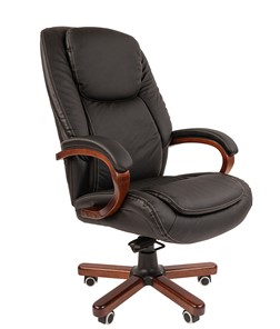 Офисное кресло CHAIRMAN 408 кожа черная в Южно-Сахалинске