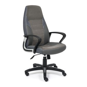 Офисное кресло INTER кож/зам/флок/ткань, серый/металлик, C-36/29/TW-12 арт.15029 в Южно-Сахалинске