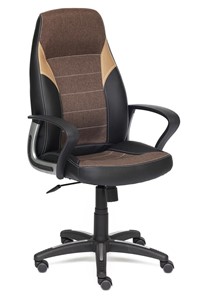 Кресло компьютерное INTER кож/зам/ткань, черный/коричневый/бронзовый, 36-6/3М7-147/21 арт.12016 в Южно-Сахалинске