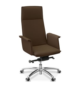 Офисное кресло для руководителя Лео, экокожа премиум / коричневая CN1116 в Южно-Сахалинске