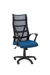 Кресло офисное Топ, сетка/ткань TW / черная/синяя в Южно-Сахалинске