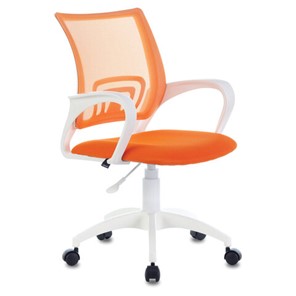 Кресло компьютерное Brabix Fly MG-396W (с подлокотниками, пластик белый, сетка, оранжевое) 532401 в Южно-Сахалинске