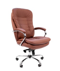 Компьютерное кресло CHAIRMAN 795 кожа, цвет коричневый в Южно-Сахалинске