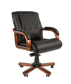 Кресло офисное CHAIRMAN 653M кожа черная в Южно-Сахалинске
