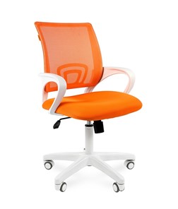 Кресло компьютерное CHAIRMAN 696 white, ткань, цвет оранжевый в Южно-Сахалинске