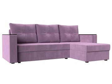 Угловой диван с оттоманкой Атланта Лайт Б/С, Сиреневый (Микровельвет) в Южно-Сахалинске