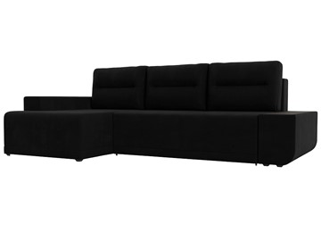Угловой диван для гостиной Чикаго, Черный (микровельвет) в Южно-Сахалинске