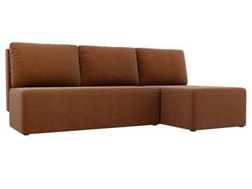 Угловой диван с оттоманкой Поло, Коричневый (рогожка) в Южно-Сахалинске