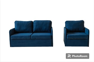 Мебельный набор Brendoss Амира синий диван + кресло в Южно-Сахалинске