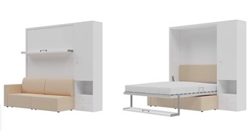 Шкаф-кровать трансформер Кровать-трансформер Smart (ШП+КД 1600), шкаф правый, левый подлокотник в Южно-Сахалинске