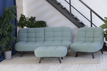 Комплект мебели Brendoss Абри цвет мята кресло + диван + пуф опора металл в Южно-Сахалинске