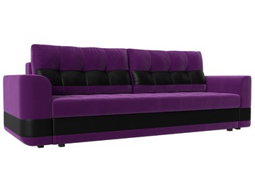 Прямой диван Честер, Фиолетовый/черный (вельвет/экокожа) в Южно-Сахалинске