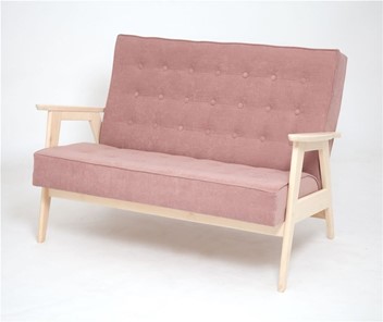 Прямой диван Ретро, двухместный (беленый дуб / RS 12 - розовый) в Южно-Сахалинске
