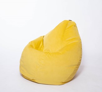 Кресло-мешок Груша среднее, велюр однотон, лимонное в Южно-Сахалинске