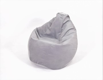 Кресло-мешок Груша малое, велюр однотон, серое в Южно-Сахалинске