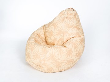 Кресло-мешок Груша среднее, жаккард, бежевые листья в Южно-Сахалинске