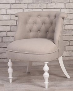 Кресло Элевуд Бархат (светло-серый/белый) в Южно-Сахалинске