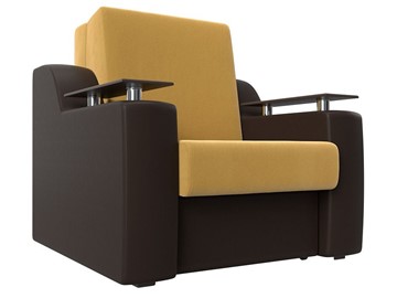 Кресло-кровать Сенатор 80, Желтый\коричневый (Микровельвет\Экокожа) в Южно-Сахалинске