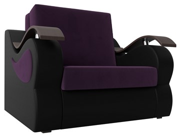 Раскладное кресло Меркурий (60), Фиолетовый\Черный (Велюр\Экокожа) в Южно-Сахалинске