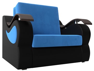 Кресло-кровать Меркурий (60), Голубой\Черный (Велюр\Экокожа) в Южно-Сахалинске