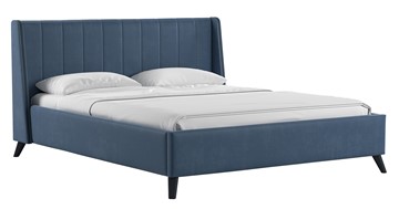 Кровать с механизмом 2-спальная Мелисса 160,арт. Тори 83 велюр (серо-синий) + кроватное дно в Южно-Сахалинске