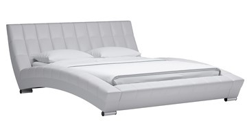 Спальная кровать Оливия 160 арт. Марика 483 к/з (белый) с основанием в Южно-Сахалинске
