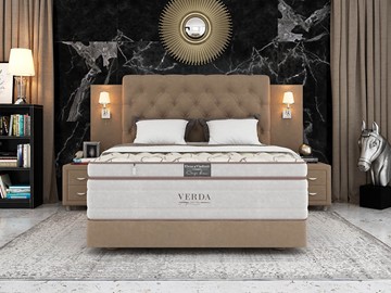 Кровать в спальню Alliance/Podium M 160х200, Флок (Велсофт Какао) в Южно-Сахалинске