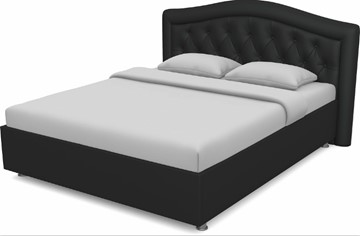 Кровать полутороспальная Луиза 1400 с основанием (Nitro Black) в Южно-Сахалинске
