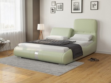 Кровать в спальню Лукка 140х200, Экокожа (Зеленое яблоко) в Южно-Сахалинске