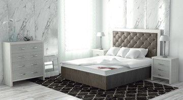 Кровать спальная Сарма Манхэттен 160х200 (с основанием), высота спинки - 130 см в Южно-Сахалинске