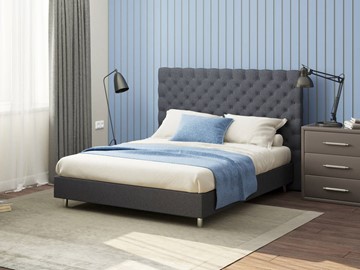 Спальная кровать Proson Paris Boxspring Standart 200х200, Рогожка (Savana Grey (серый)) в Южно-Сахалинске