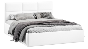 Кровать 2-спальная Стелла тип 1 (Экокожа белая Polo) в Южно-Сахалинске