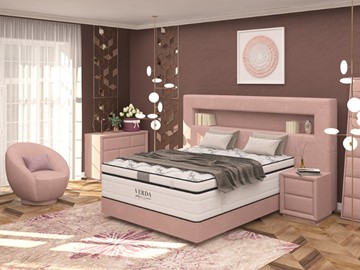 Кровать 2-спальная Smart/Podium M 160х200, Флок (Велсофт Винтажный розовый) в Южно-Сахалинске