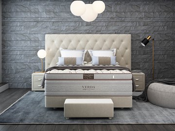 Кровать спальная Luxe/Podium M 160х200, Флок (Велсофт Бежевый) в Южно-Сахалинске