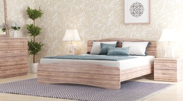 Двуспальная кровать СВ-Стиль Лира, 160х200 с основанием, сонома в Южно-Сахалинске
