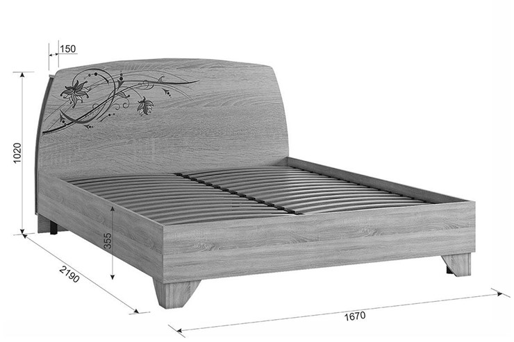Кровать Виктория-1 1.6, Дуб сонома в Южно-Сахалинске - изображение 4