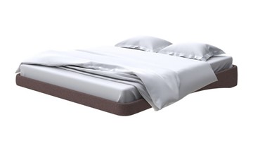 Кровать двуспальная парящая 160х200, Искусственная шерсть (Лама Шоколад) в Южно-Сахалинске