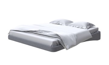 Кровать двуспальная парящая 160х200, Искусственная шерсть (Лама Темно-серый) в Южно-Сахалинске