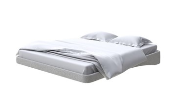 Кровать двуспальная парящая 200х200, Искусственная шерсть (Лама Светло-серый) в Южно-Сахалинске