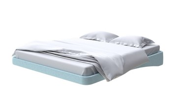 Парящая кровать 2-спальная 200х200, Велюр (Scandi Cotton 20 Голубой Лед) в Южно-Сахалинске