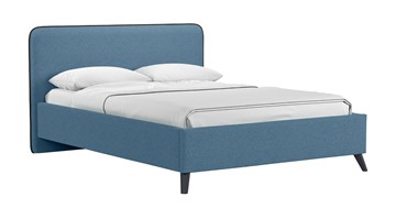 Кровать с механизмом Миа, 140 Bravo blue (светло-синий) / кант Лайт 10 Велюр (коричневый) + кроватное дно в Южно-Сахалинске