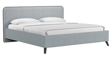 Двуспальная кровать с механизмом Миа, 180 Bravo grey (серый) / кант Лайт 10 Велюр (коричневый) + кроватное дно в Южно-Сахалинске