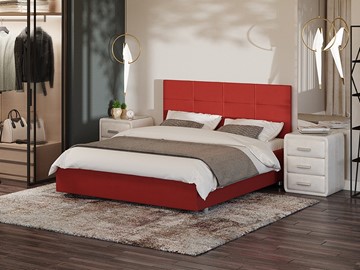 Кровать спальная Neo 160х200, Велюр (Forest 13 Красный) в Южно-Сахалинске