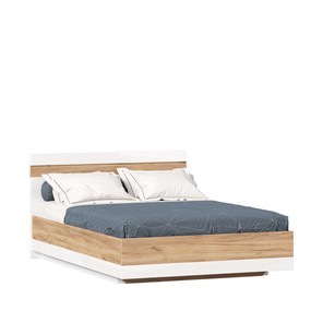 Кровать в спальню Фиджи 1400 с подъемным механизмом ЛД 659.081, Дуб золотой/Белый в Южно-Сахалинске