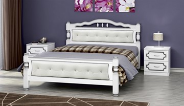Двуспальная кровать Карина-11 (Белый Жемчуг, светлая обивка) 160х200 в Южно-Сахалинске