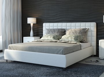 Кровать спальная Corso-3 140x200, Экокожа (Белый) в Южно-Сахалинске