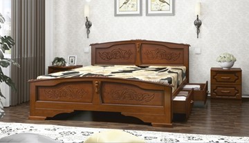 Кровать с выкатными ящиками Елена (Орех) 140х200 в Южно-Сахалинске