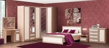 Модульная спальня Камелия, шимо светлый/белый кожзам в Южно-Сахалинске